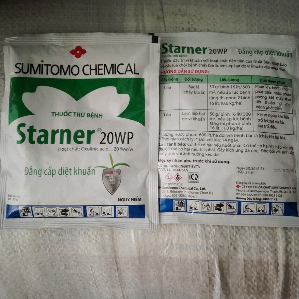 Starner 20WP gói 30gram - Chuyên trị thối nhũn lá lan do vi khuẩn, thối lá có đốm nước trên lá lan và các loại cây trồng