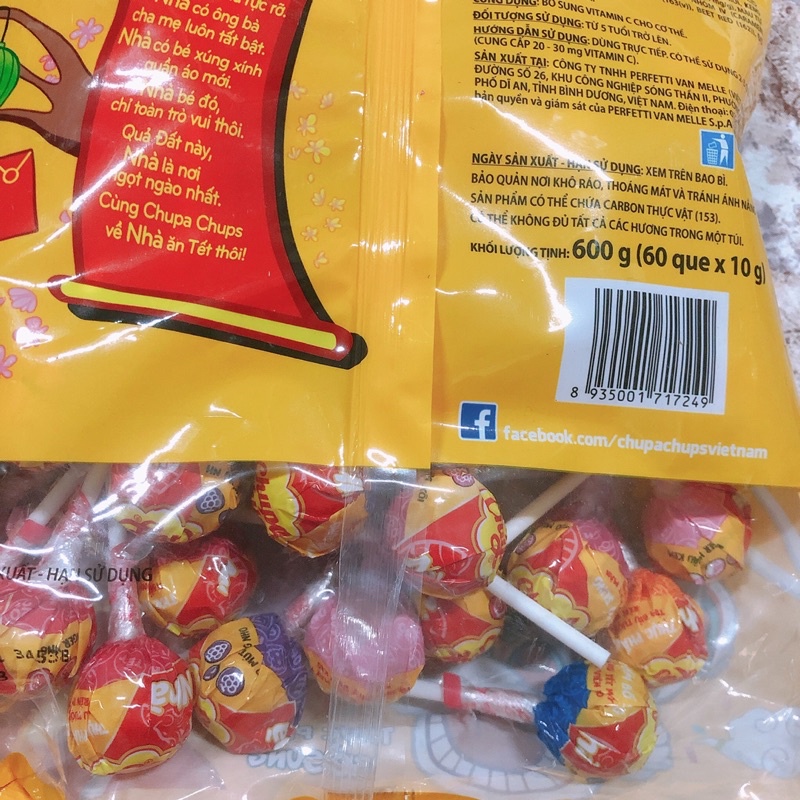 Túi kẹo mút chupa chups loại  mới ( túi 60 que nhiều vị)