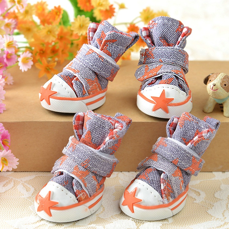 Set 4 Chiếc Giày Canvas Chống Trượt Đi Mưa Cho Thú Cưng Kích Thước 1-8