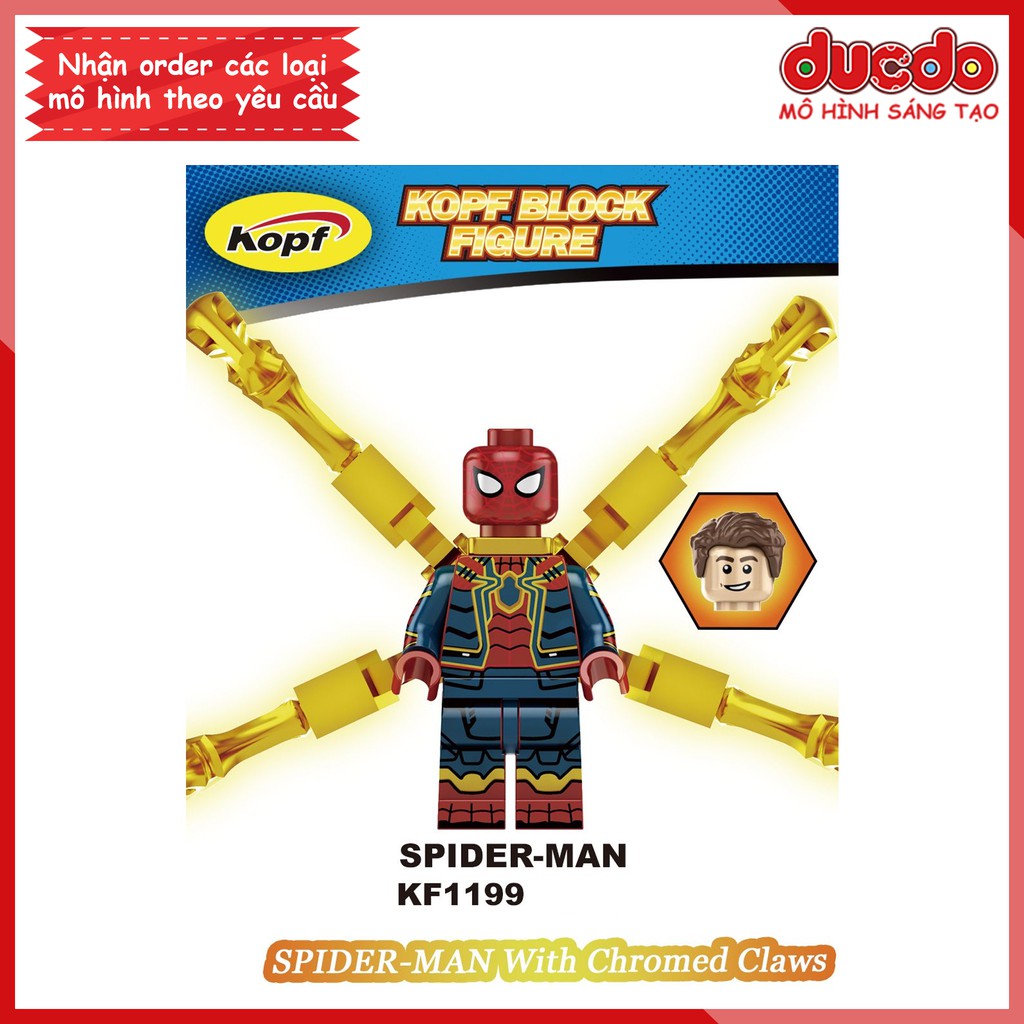 Minifigures Spider man mạ chrome bóng tuyệt phẩm - Đồ chơi Lắp ghép Xếp hình Mini Iron Man KF1199