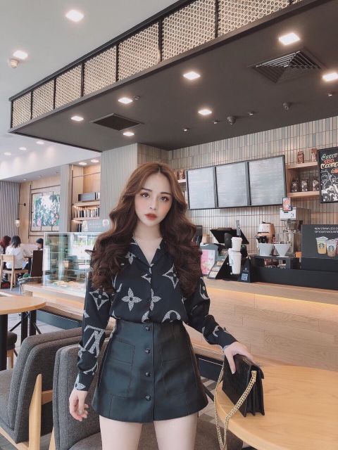 Quần giả váy da khuy túi hộp hàng QCL1