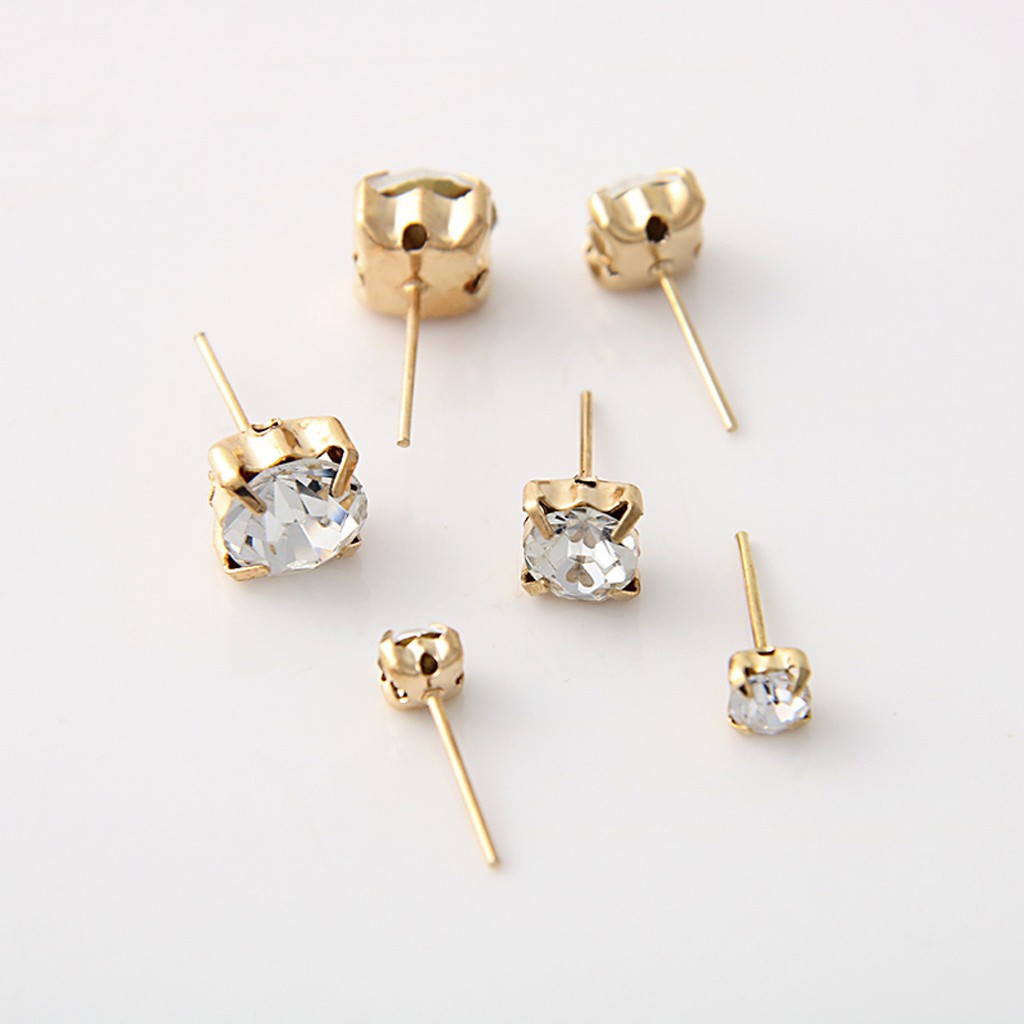 Set 9 đôi bông tai dạng tròn cổ điển đường kính 4/6/8mm