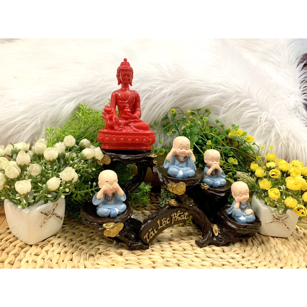 Full Set Phật Tổ và các đệ tử La Hán tọa đế Tài Lộc Phát (Hình Thật)