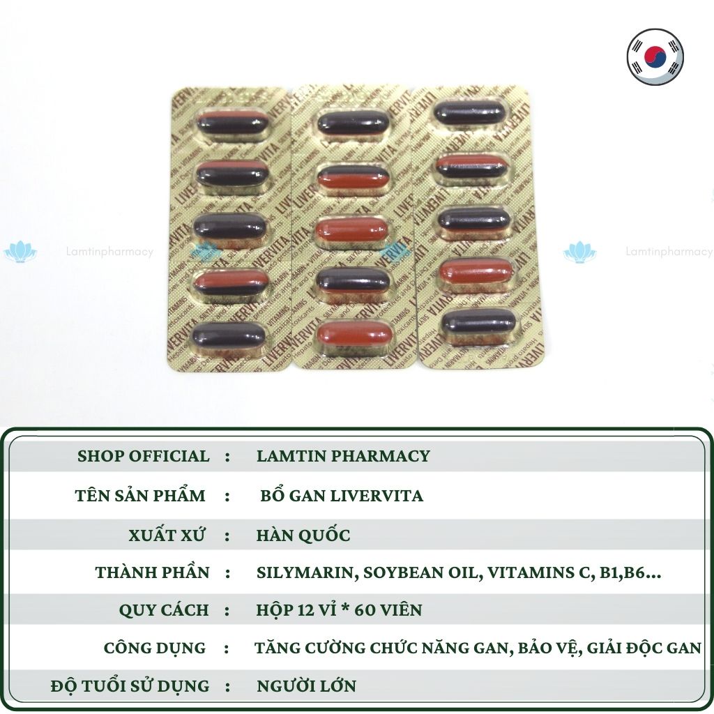 ✅ Bổ Mát Gan Hàn Quốc Livervita Bảo Vệ Tế Bào Gan Giảm Dị Ứng Mẩn Ngứa Táo Bón, Nhiệt Miệng Hộp 60viên