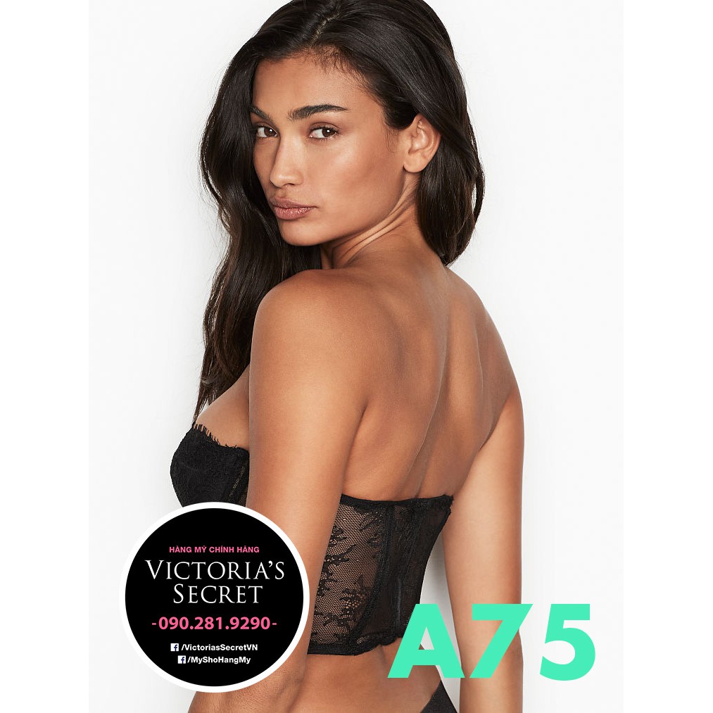 Vic USA 34A, A75 - Áo lót đen  không nâng, dây kéo, Dream Black, Victoria's Secret USA