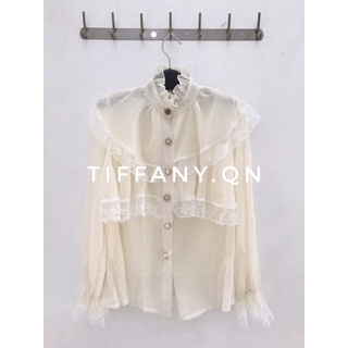 sơ mi voan cổ bèo tay bồng