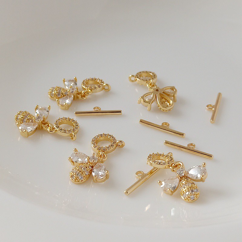 Khóa Cài Dây Chuyền / Vòng Tay Hình Ong Bằng Đồng Mạ Vàng 14k DIY