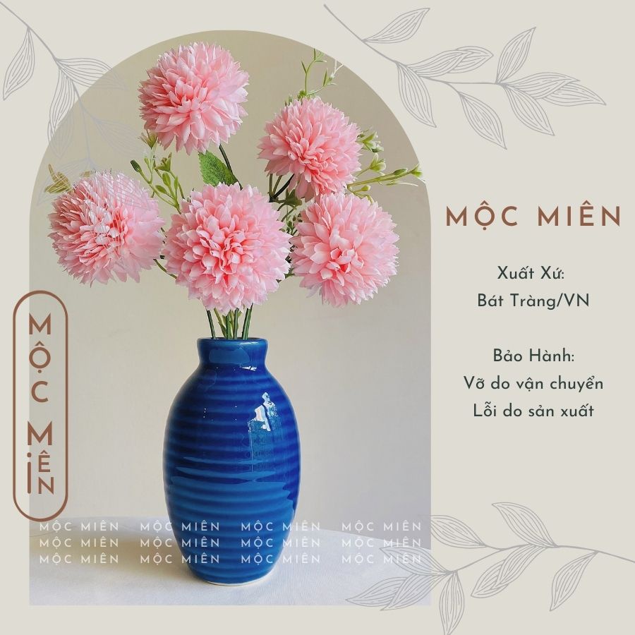 Lọ hoa mini men hoả biến Xanh Ngọc Mộc Miên, gommocmien bình hoa gốm sứ Bát Tràng