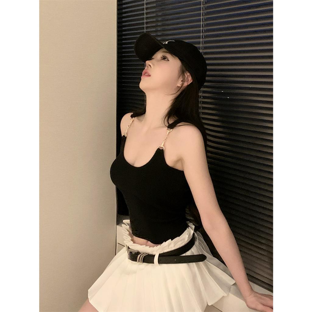 Áo Hai Dây Mỏng Màu Trơn Phong Cách Hàn Quốc Cho Nữ