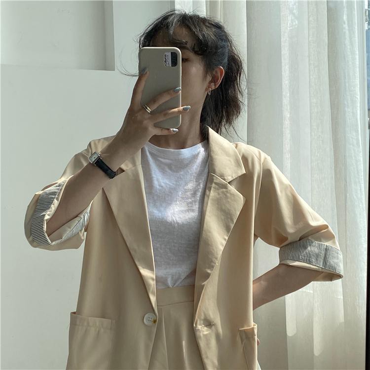 Áo Khoác Nữ Tay Dài Kẻ Sọc Thời Trang Thanh Lịch