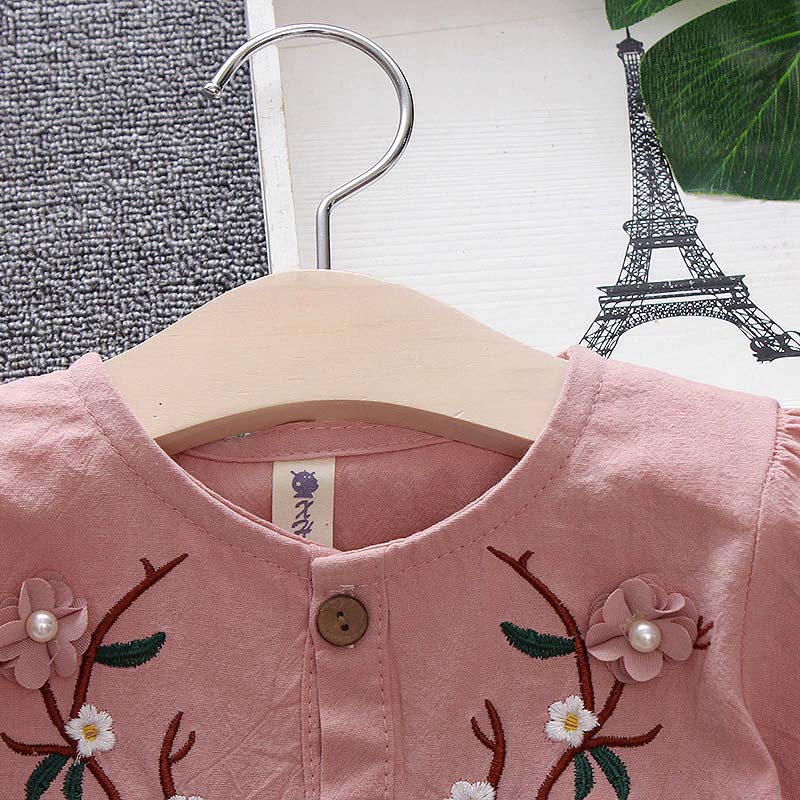 Đầm xòe tay dài họa tiết hoa xinh xắn cho bé gái