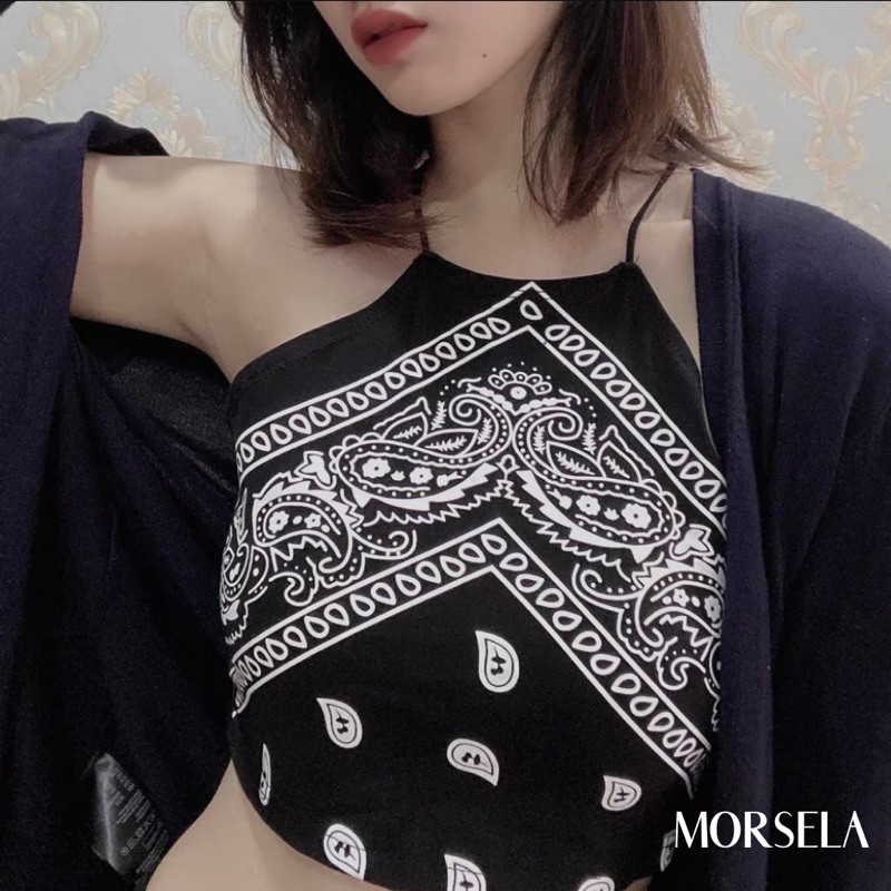 Áo yếm nữ Thổ Cẩm vintage - Áo 2 dây yếm - Khăn bandana thời trang - Morsela