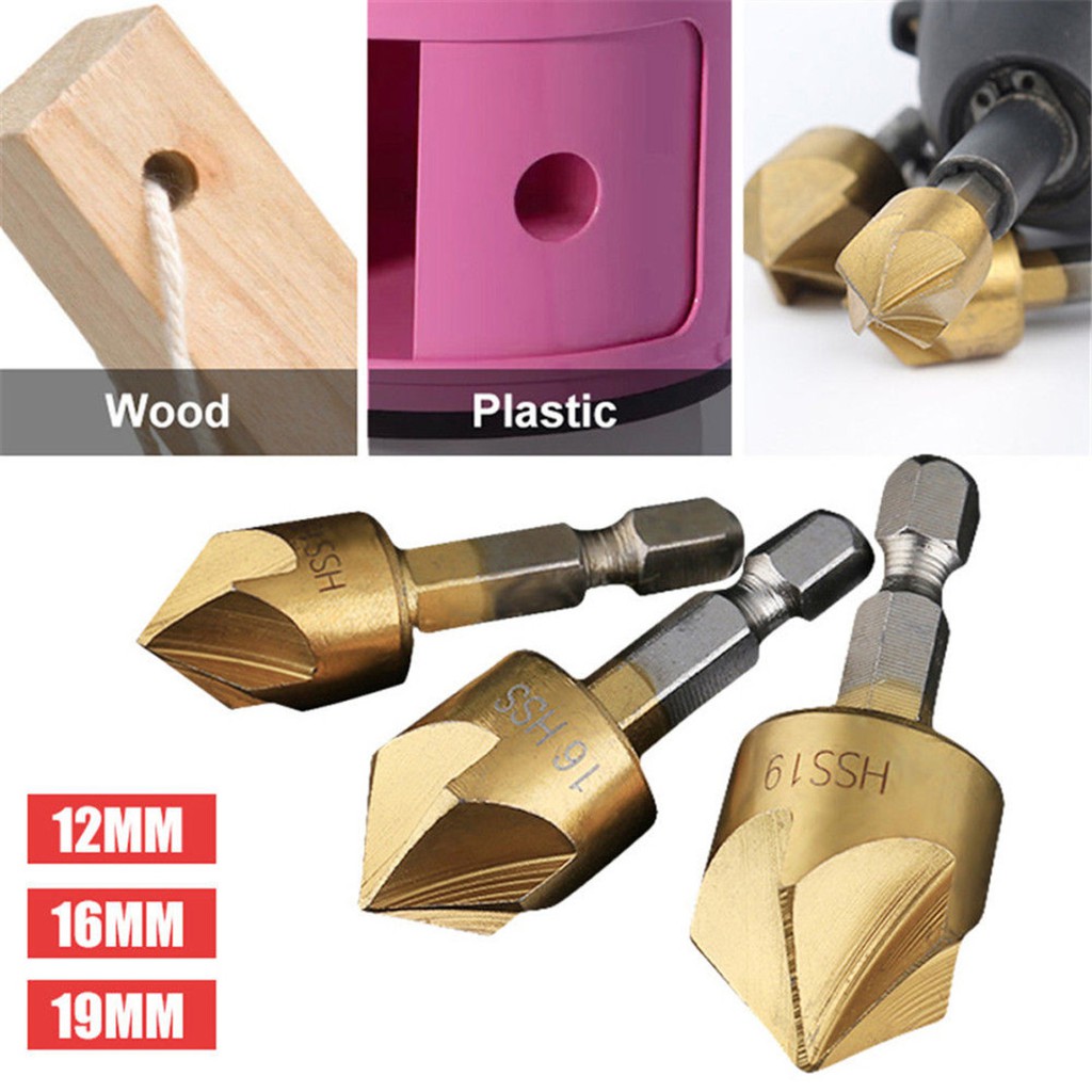 Bộ 3 mũi khoan 1/4" bằng thép cacbon chất lượng cao