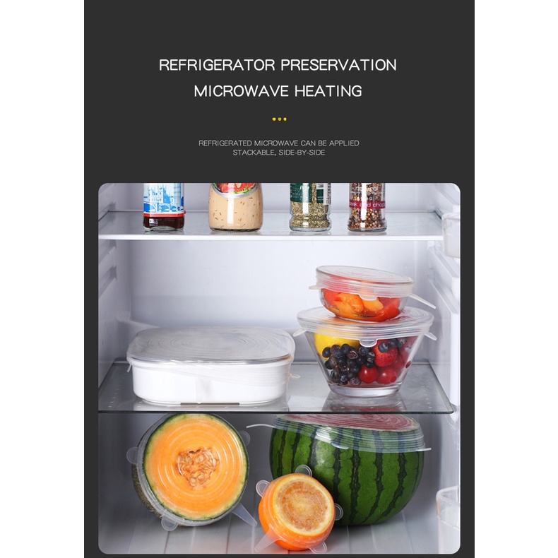 Combo 6 nắp đậy thực phẩm chất liệu silicon an toàn