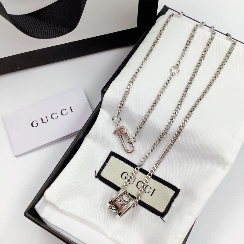 Gʊccì New Silver Hollow Rings Fashion Pendant Necklaces