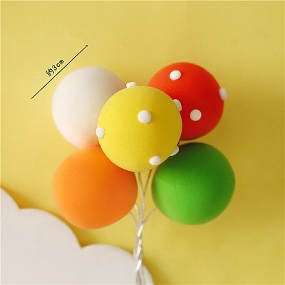 Set chùm bóng 5 quả cam đỏ vàng xanh trắng - Phụ kiện trang trí bánh sinh nhật