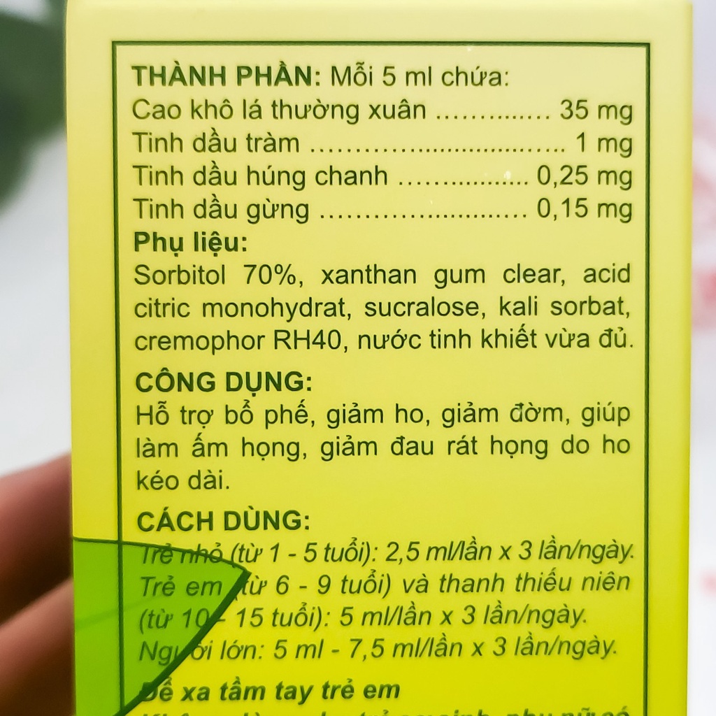 Prosleum  lá Thường Xuân Azinnecare Bổ Phổi, Ấm Họng, Tiêu Đờm, Dưỡng Phổi Hậu CV-19 chai 100ml