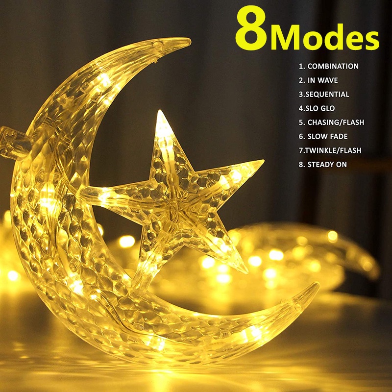 Dây Đèn Led Trang Trí 4M 138 Bóng Hình Mặt Trăng Ngôi Sao Độc Đáo