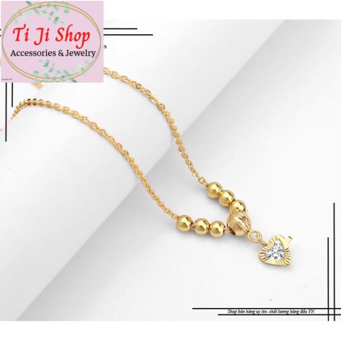 DÂY CHUYỀN NỮ INOX KIỂU TRÁI TIM MẠ VÀNG CÁCH ĐIỆU BI - siêu đẹp,