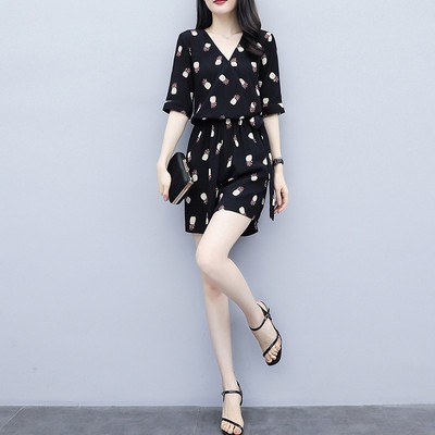 Jumpsuit ngắn in họa tiết dễ thương cho nữ