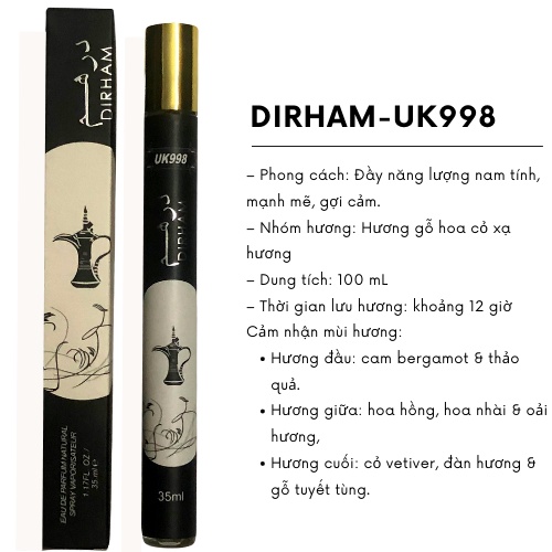 Nước hoa dạng xịt, nước hoa nam nữ hương thơm nước hoa dubai quyến rũ, nhẹ nhàng  dung tích 35ml 7 mùi hương lựa chọn