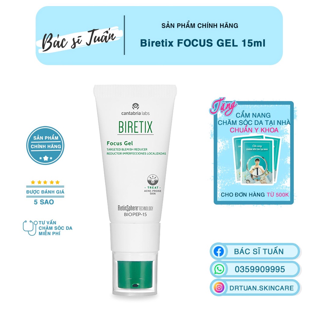 Gel chấm mụn viêm - Biretix FOCUS GEL 15ml [CHÍNH HÃNG]