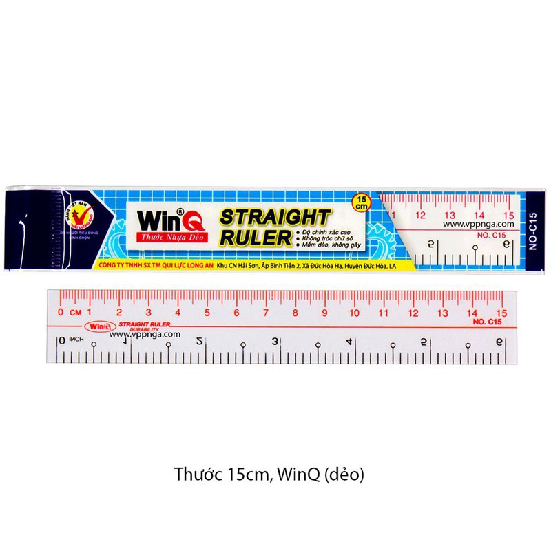 Thước kẻ bằng nhựa dài 15cm, WinQ (dẻo)