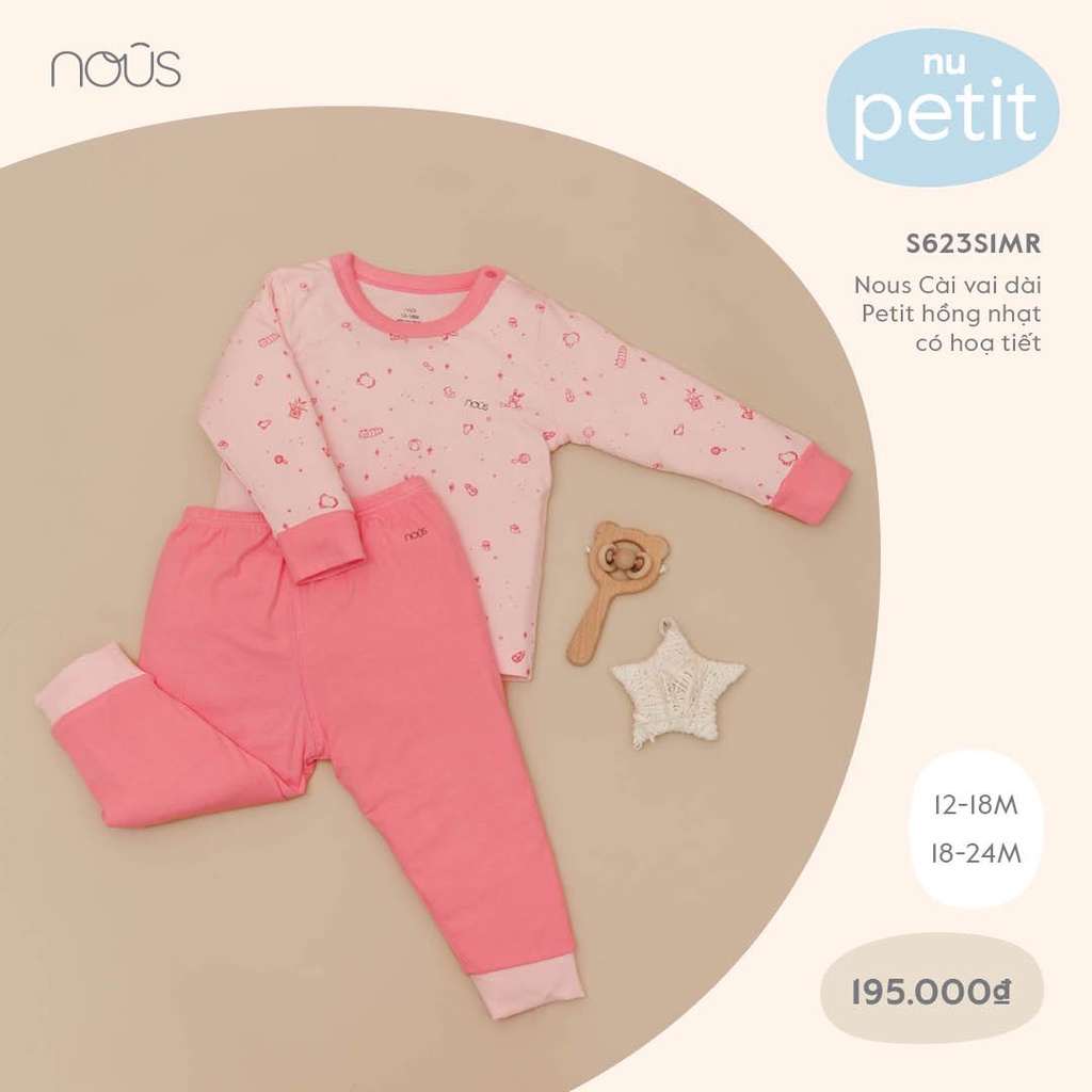 Bộ Quần Áo Dài Tay Nous Cài Vai Dài, Nu Petit - Nu Doux (Size 12-18 Đến 18-24 Tháng)