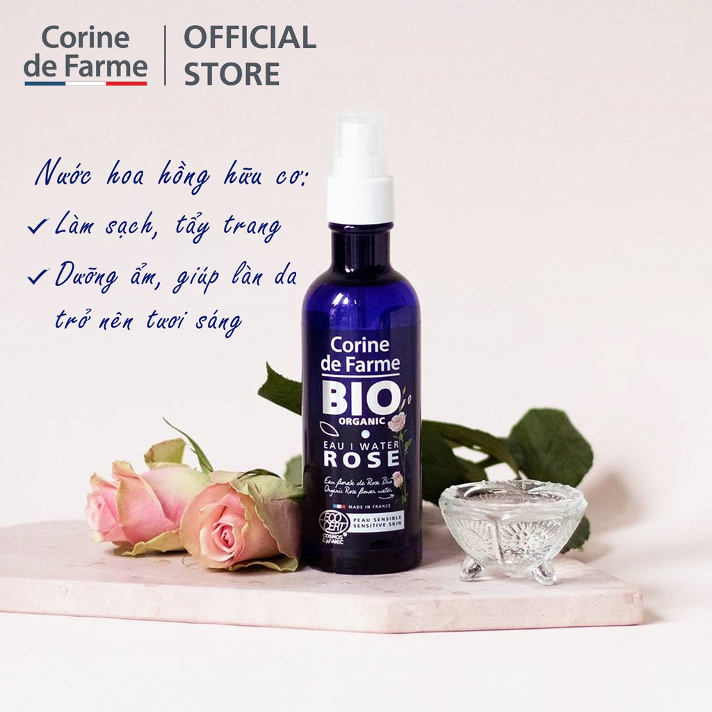 Nước hoa hồng hữu cơ Corine de Farme Organic Rose Water 200ml
