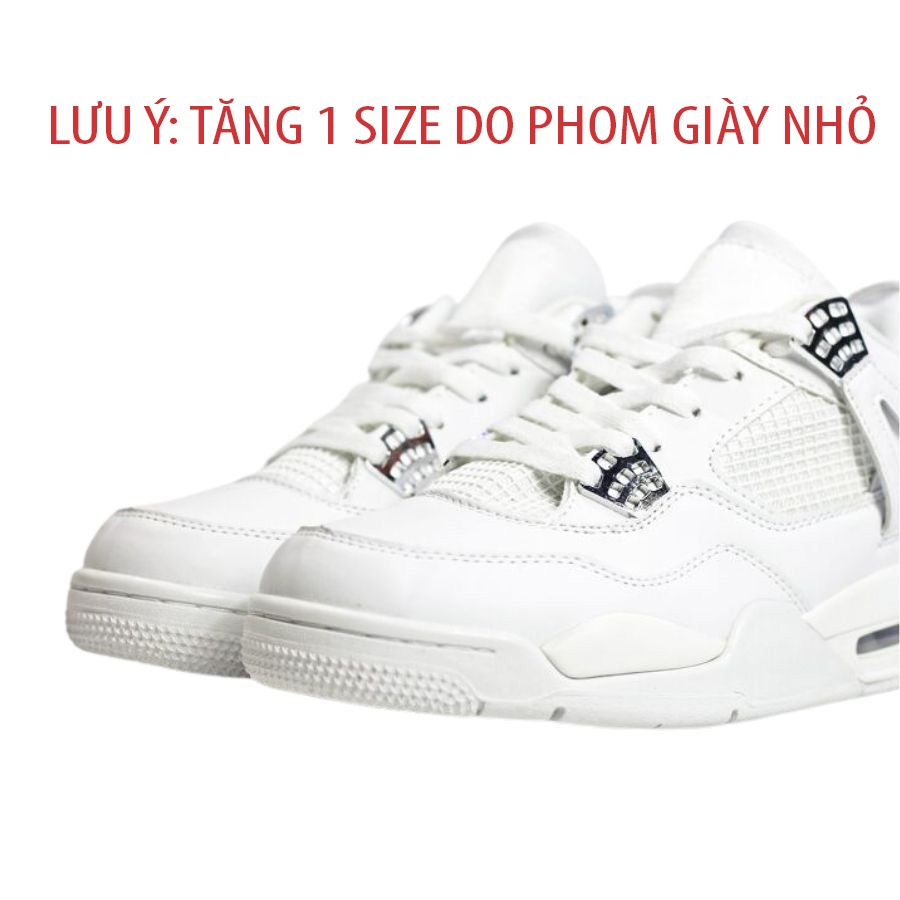 Giày thể thao cổ cao Jordan 4 nam nữ màu full trắng, Giày bóng rổ đẹp giá rẻ, Sneaker cao cổ retro all white