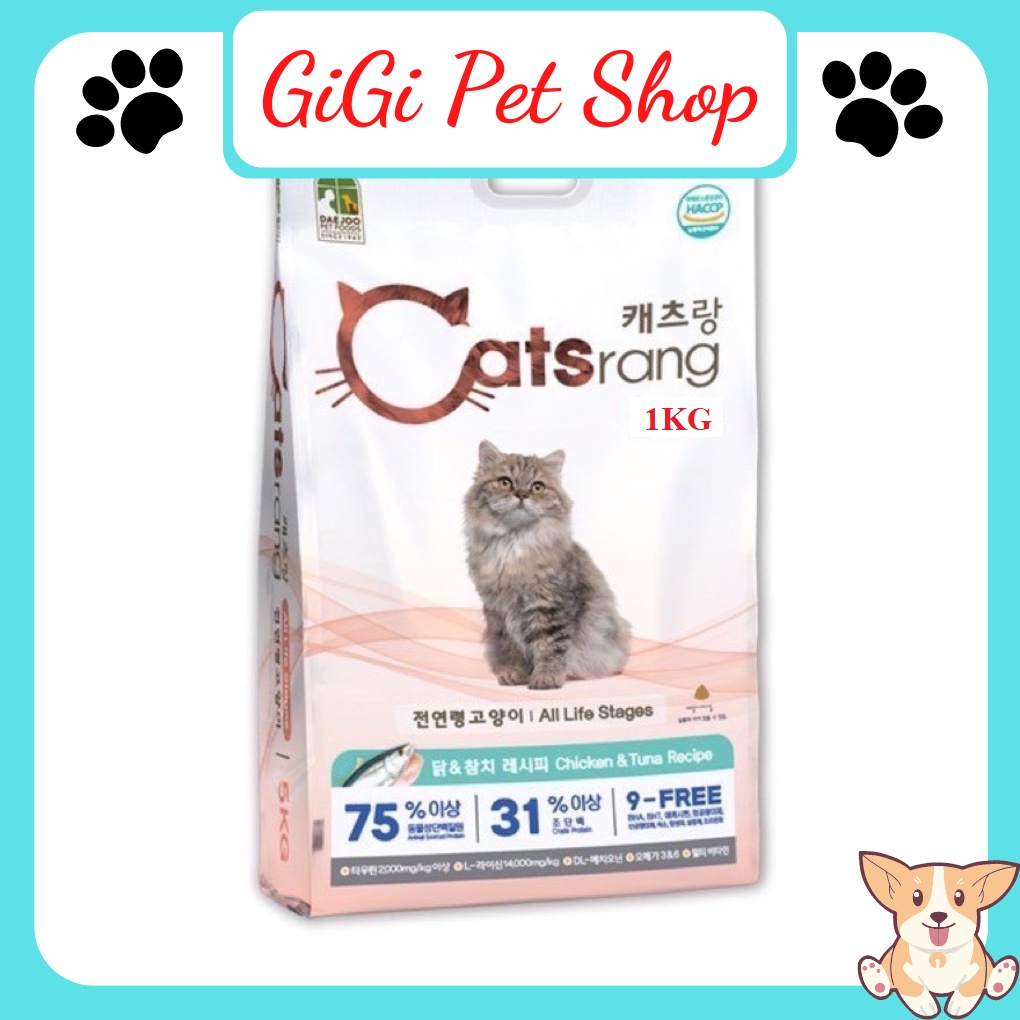 Thức ăn hạt 1kg cho mèo lớn Catsrang All Life Stages túi Zip thú cưng trưởng thành bổ sung dinh dưỡng - GiGi Pet Shop