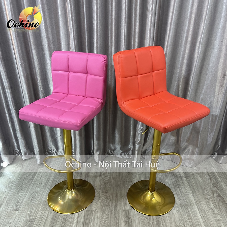 Ghế Chụp Hình, Ghế Makeup Chân Vàng K1 Sơn Tĩnh Điện Nhập Khẩu Bọc Da Sang Chảnh mẫu vịn tay inox ( Ảnh Thật Shop Chụp)