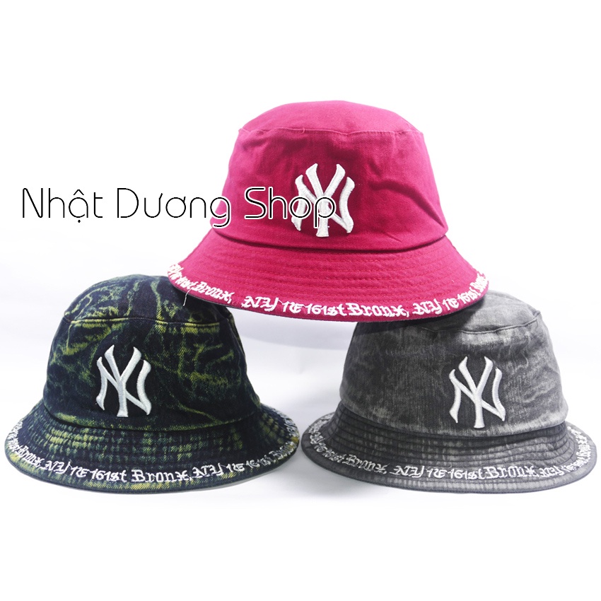Nón bucket jean loang cá tính thêu chữ NY - Chất liệu vải Jeans oát mềm thích hợp cho nam và nữ