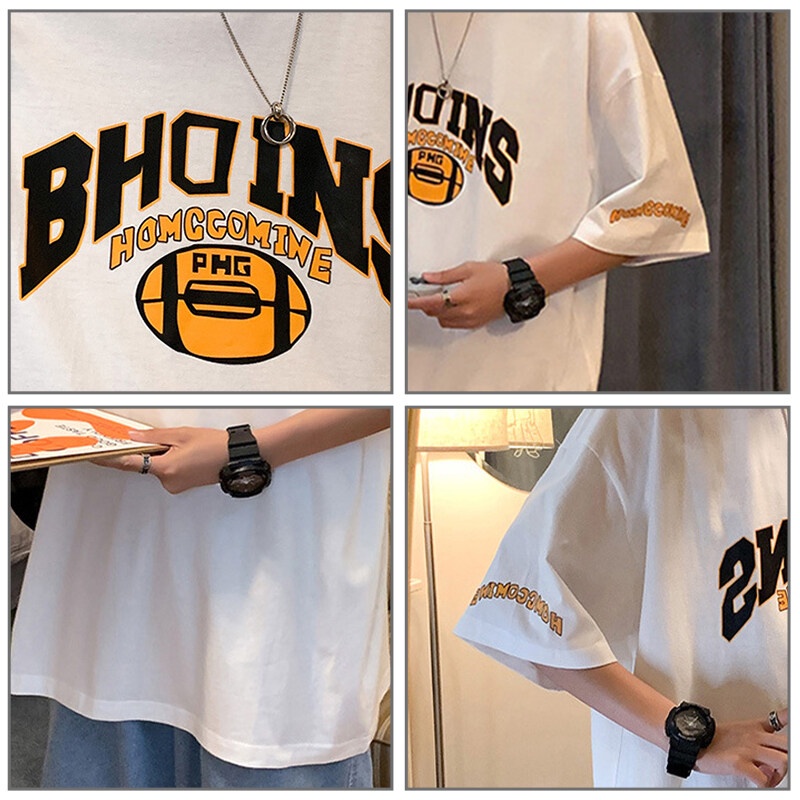 Áo thun Aokang tay lửng dáng rộng in hình phong cách hip hop đường phố Mỹ cho nam tùy chọn màu sắc