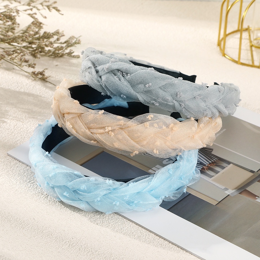 Băng Đô Cài Tóc Dạng Thắt Bím Phối Ren Lưới Thiết Kế Mới Phong Cách Hàn Quốc Dành Cho Nữ