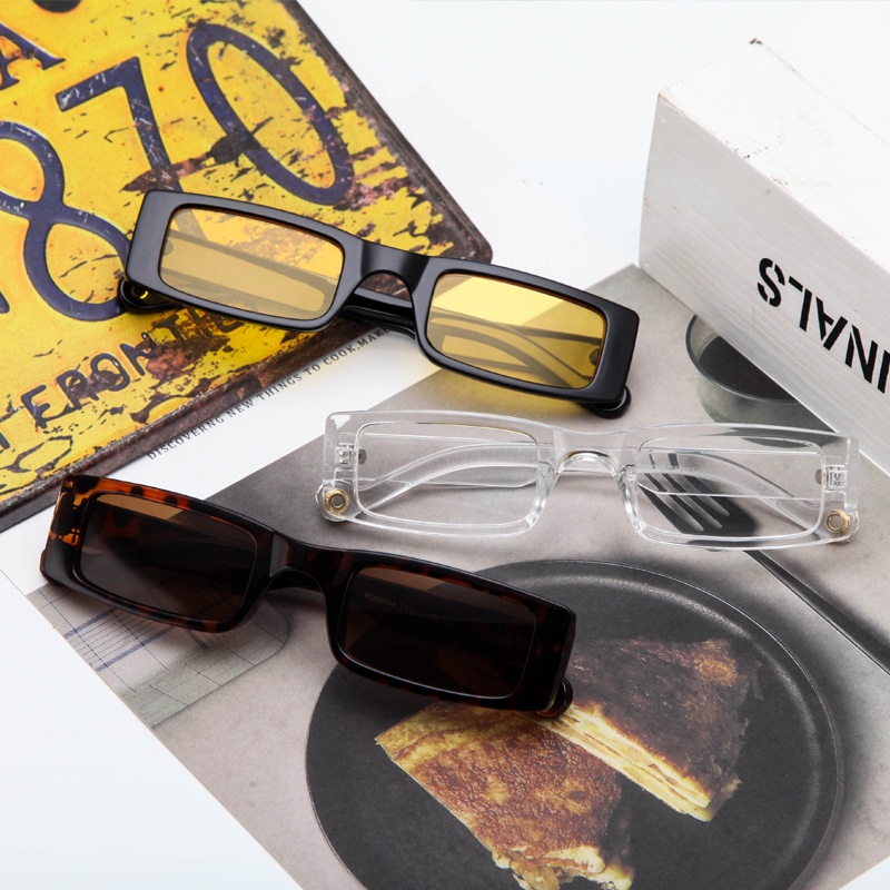 Kính Mát Gọng Vuông Nhỏ Hình Chữ Nhật Phong Cách Hip Hop Ulzzang Hàn Quốc Mới Cho Nam Và Nữ