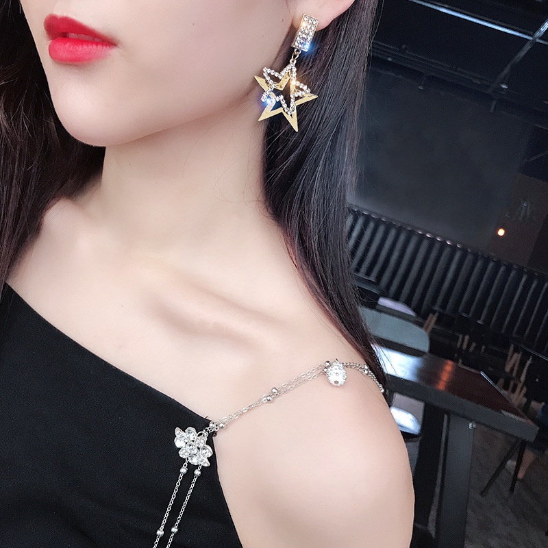 Bông Tai Hình Ngôi Sao Đính Đá Cao Cấp Thời Trang