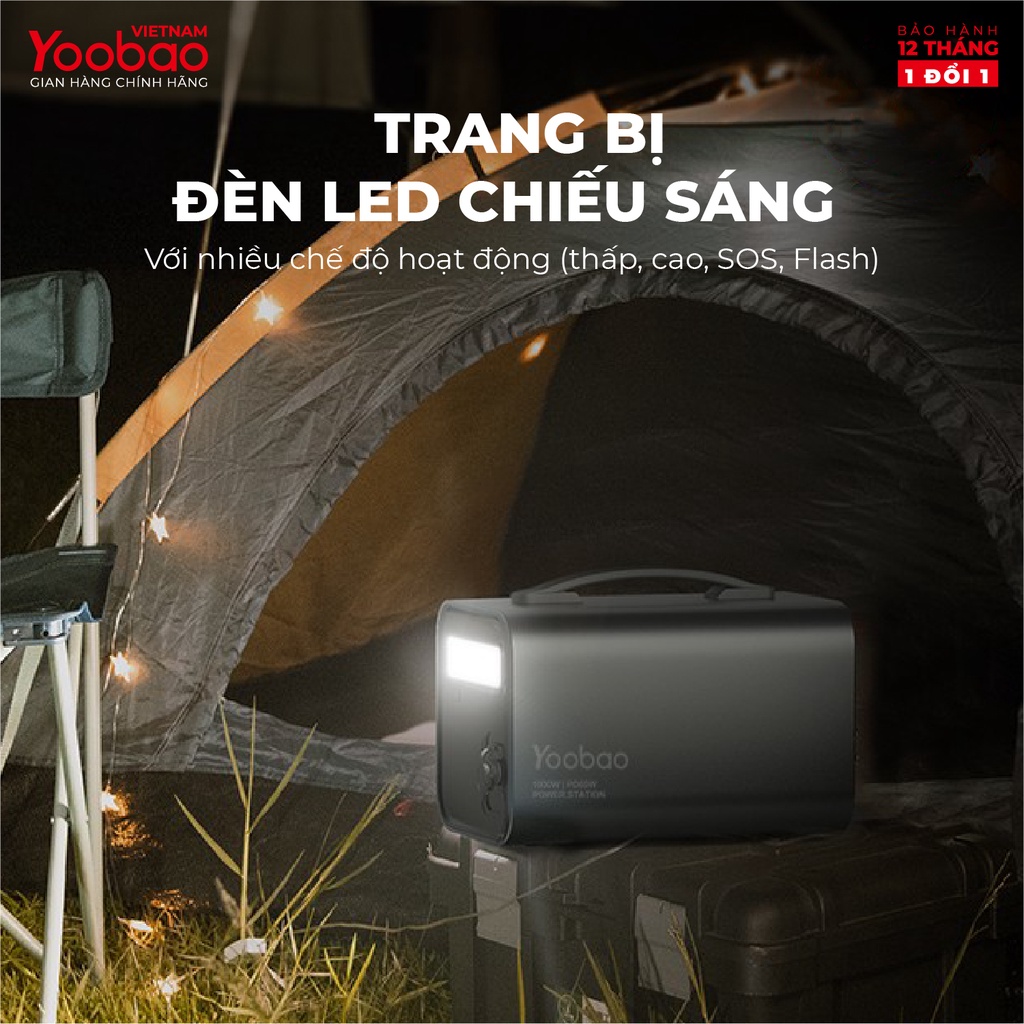 Trạm sạc dự phòng Yoobao EN1000S Dung lượng 148800Mah Sạc nhanh PD60W 220V/600W Màn hình LED Tích hợp đèn pin siêu sáng