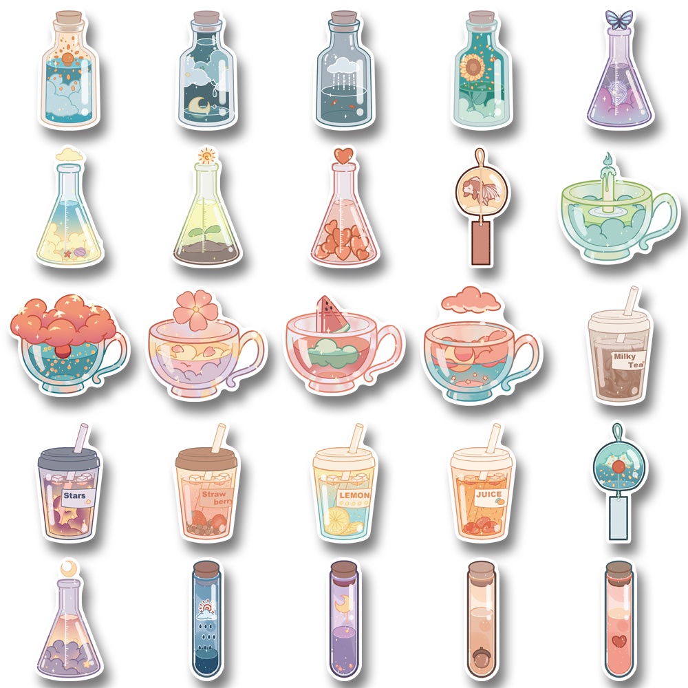 Bộ 50 Miếng Dán Trang Trí Laptop / Điện Thoại Chống Thấm Nước Họa Tiết Hoạt Hình Dễ Thương