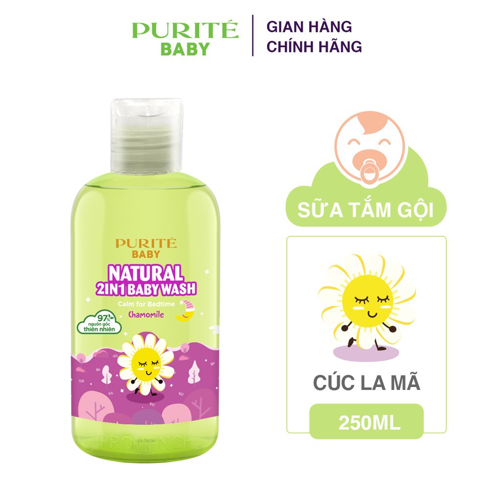 [Mã FMCGMALL -8% đơn 250K] Sữa Tắm Gội Purité Baby Natural 2in1 Cúc La Mã 250ml