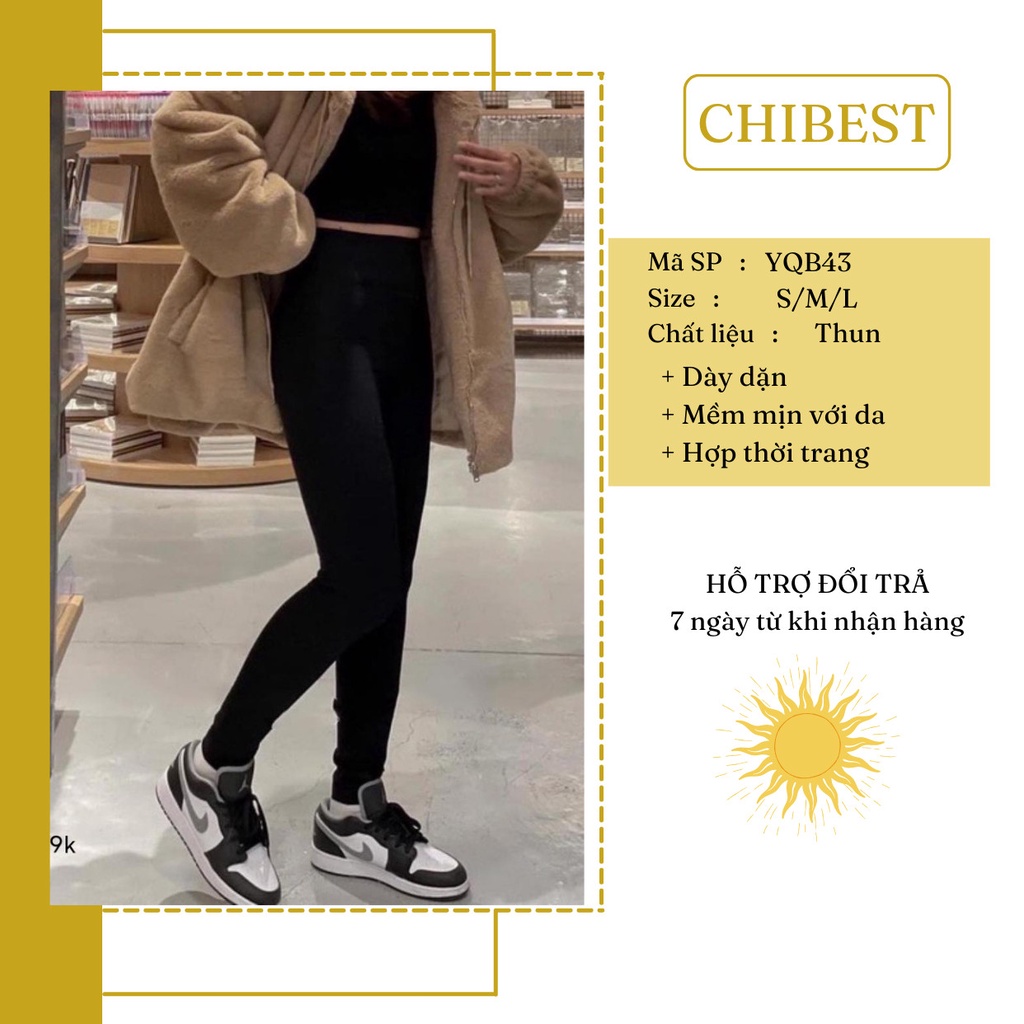 Quần legging nữ dài vải cotton ZR co giãn ôm bó 2 Túi Basic CHIBEST YQB43