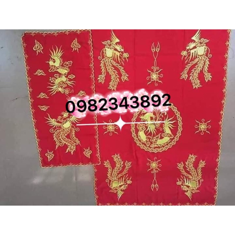 Khăn áo hầu đồng - áo bản mệnh , khăn phủ diện thêu phượng hàng trung