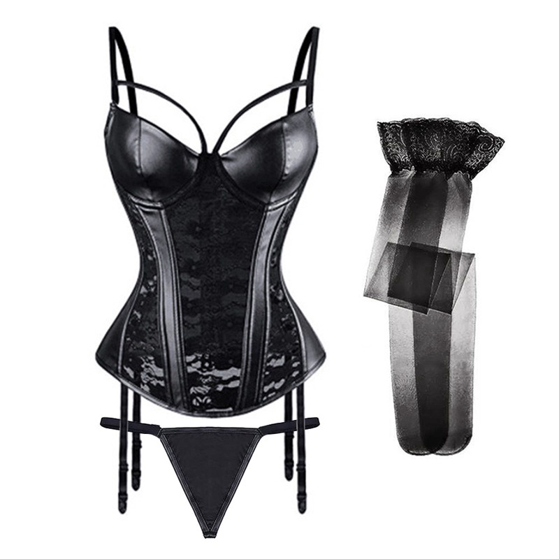 Set đồ lót liền mảnh VARSBABY hai dây phối ren rỗng đính nơ hoa bên hông phong cách Âu Mỹ quyến rũ thời trang cho nữ