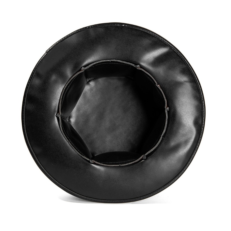 Mũ Phù Thủy Hóa Trang Halloween Bằng Da PU Màu Đen Phong Cách Retro