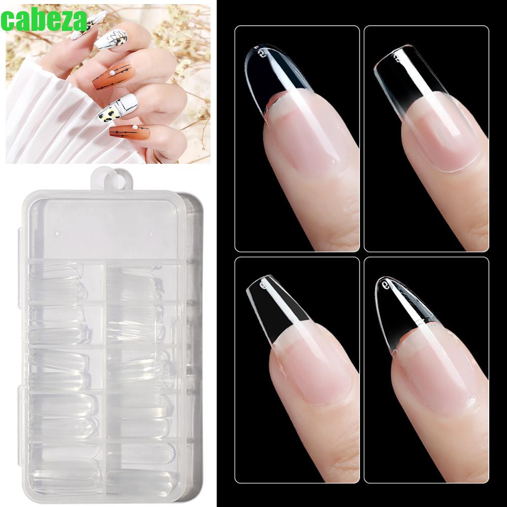Set 100 móng tay giả bằng acrylic trong suốt cho nữ