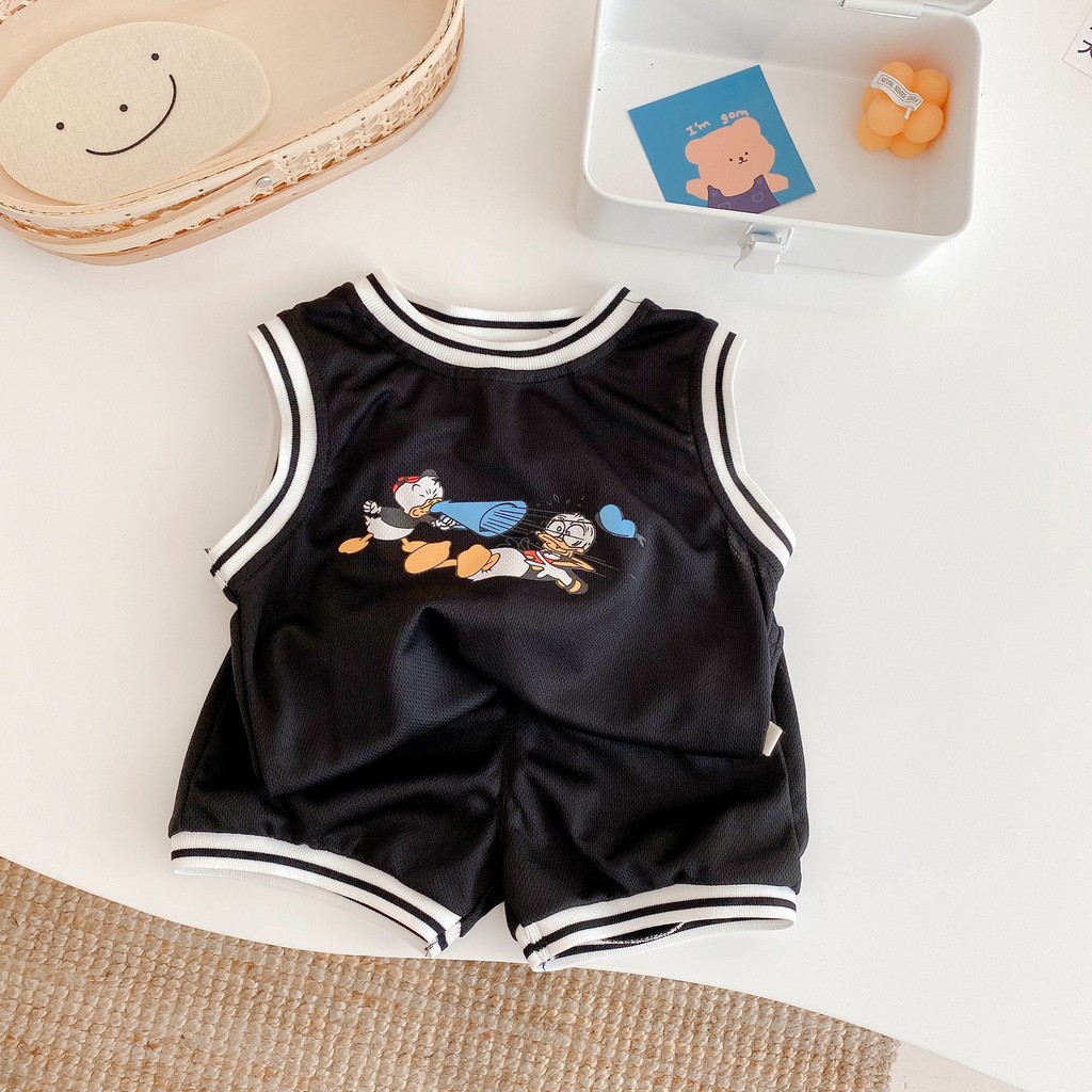 Bộ Ba Lỗ Thông Hơi Cho Bé Trai Từ 6-25Kg, Bộ Sát Nách Cho Bé In Hình Bóng Rổ Kids house