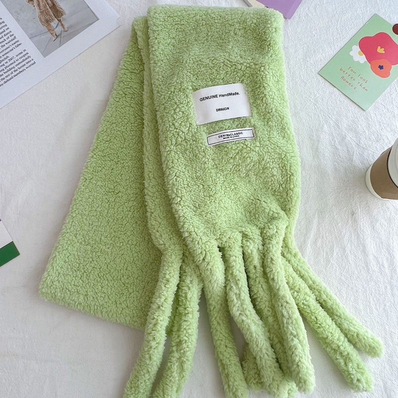 Khăn Choàng Cổ Vải Lông Màu Trơn Có Túi Thời Trang Mùa Đông Ấm Áp Cho Nữ