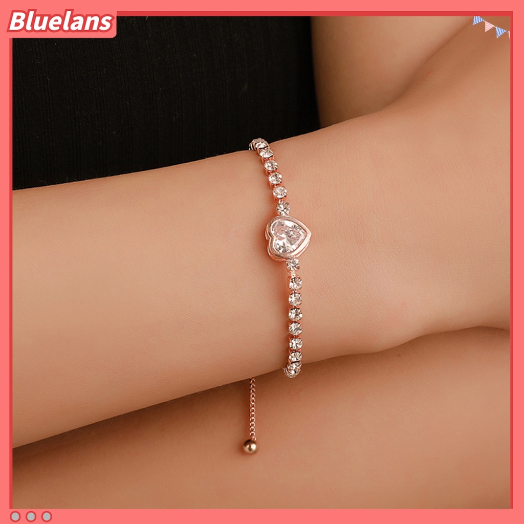 Vòng tay đính đá zircon hình trái tim xinh xắn cho nữ