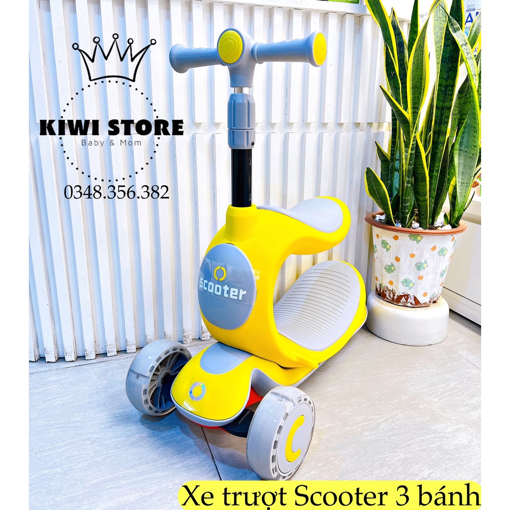 Xe trượt scooter 3 bánh có đèn - xe chòi chân cho bé