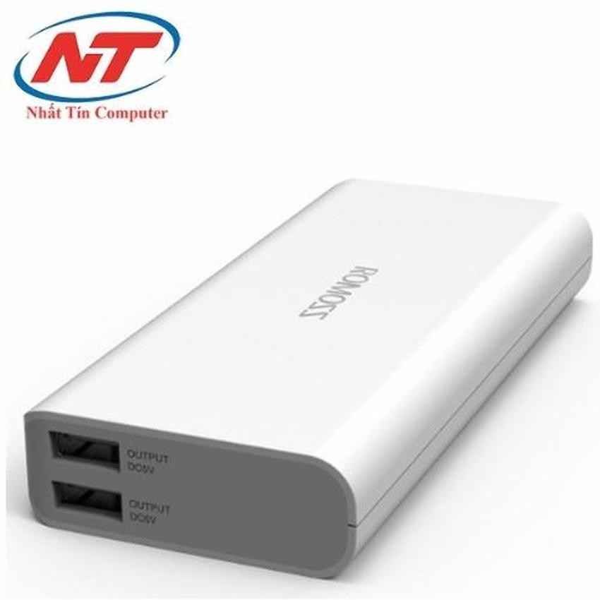 Pin sạc dự phòng Romoss Sense 4 10400mAh hỗ trợ 2 cổng sạc cùng lúc (Trắng) - Hãng phân phối chính thức